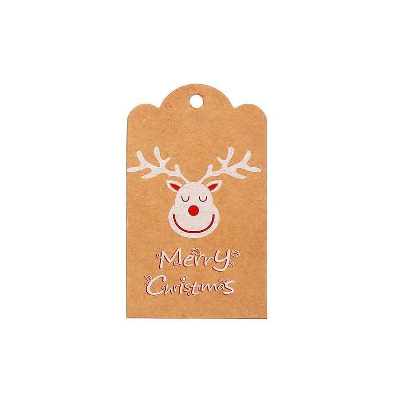 100pcs Merry Christmas Decoration Label Gift Card Christmas Tree Pendant Card - Gingerbread Man Chimney Gift - soufeelau