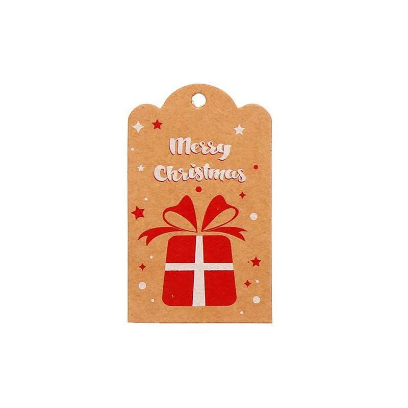 100pcs Merry Christmas Decoration Label Gift Card Christmas Tree Pendant Card - Gingerbread Man Chimney Gift - soufeelau
