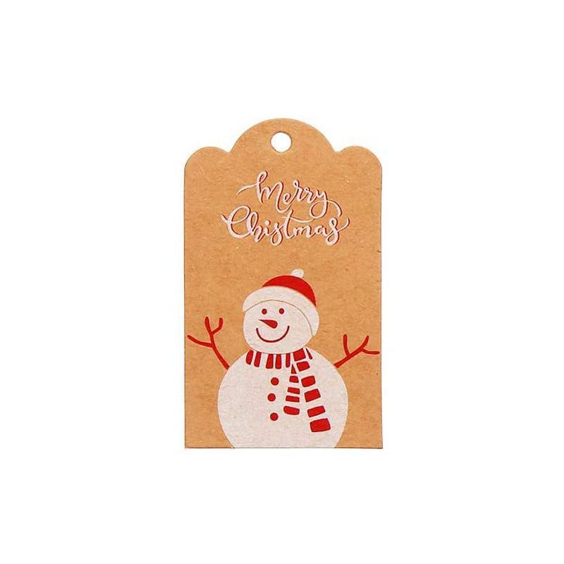 100pcs Merry Christmas Decoration Label Gift Card Christmas Tree Pendant Card - Gingerbread Man Chimney Gift - soufeelau