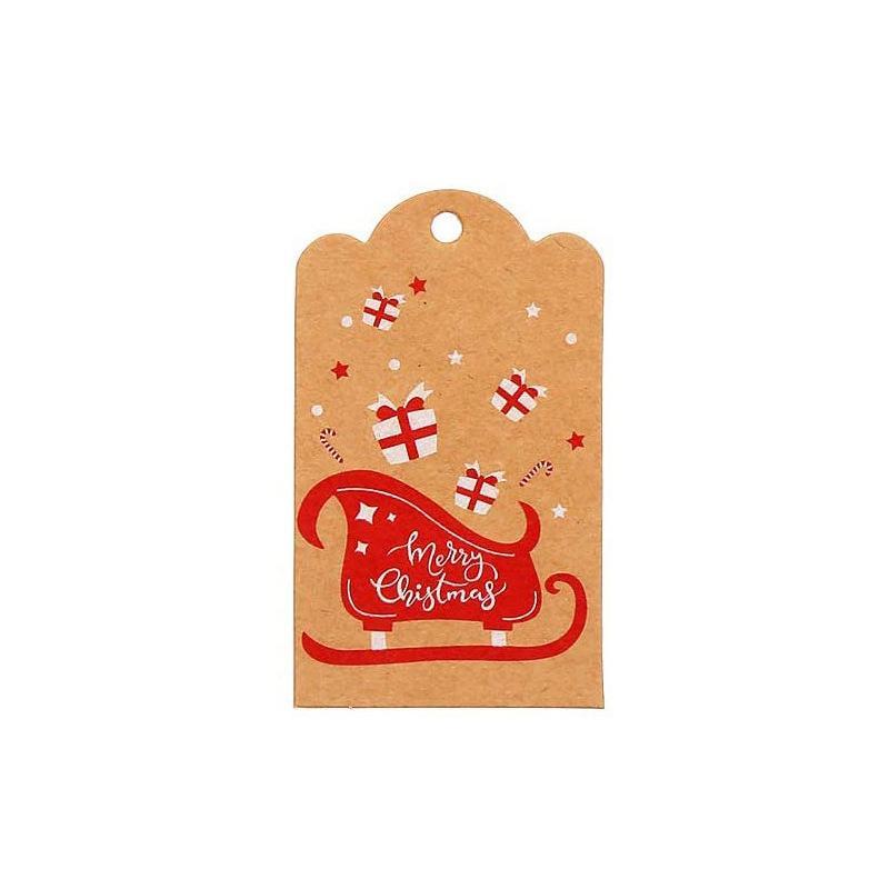 100pcs Merry Christmas Decoration Label Gift Card Christmas Tree Pendant Card - Gingerbread Man Chimney Gift - soufeelau