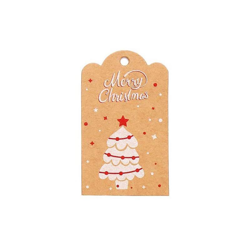 100pcs Merry Christmas Decoration Label Gift Card Christmas Tree Pendant Card - Gingerbread Man Chimney Gift - soufeelau