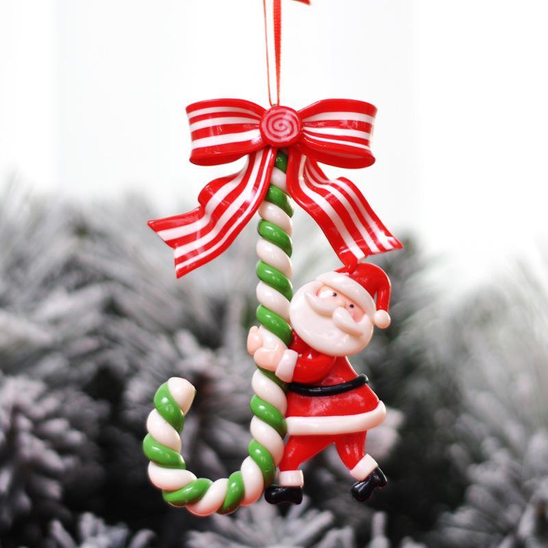 Christmas Decorations Santa Claus Snowman Small Crutch Candy Stick Hanging Decorations Christmas Tree Layout - soufeelau
