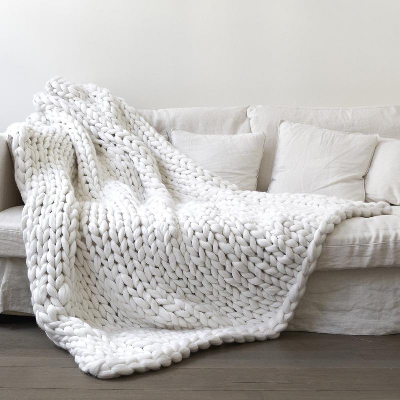 Knitted Blanket Knit Crochet Vegan Cozy Knotted Bedding Blankets - soufeelau