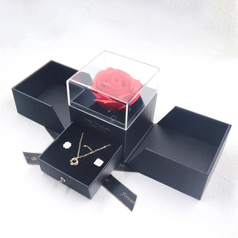 Preserved Flower Jewelry Box Valentine's Day Rose Box Gift for Love - soufeelau