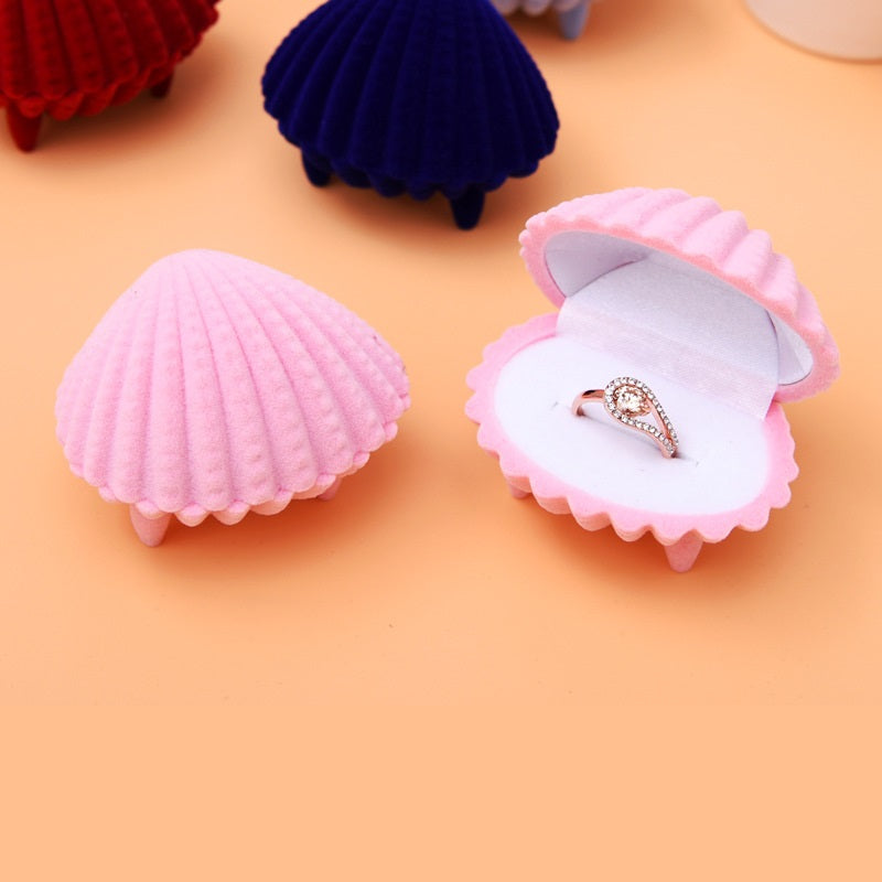 Ring Earrings Box Shell Shaped Cute Cartoon Ring Jewelry Box Gift for Her - soufeelau