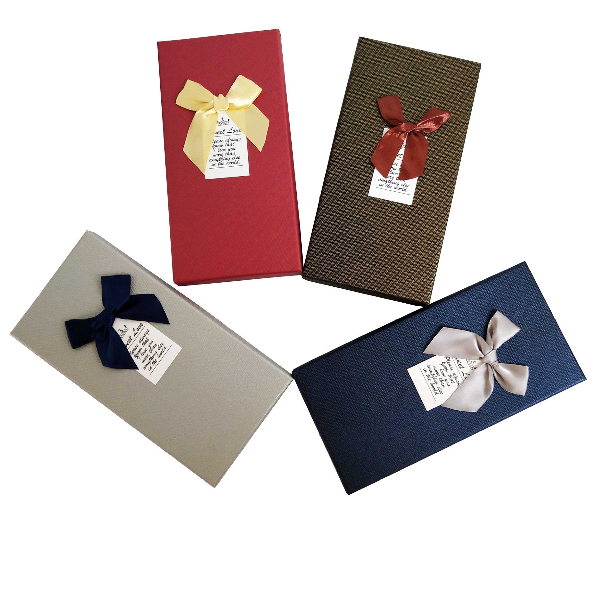 Rectangle Shaped Presentation Gift Box with Bow Ribbon Simple and Beautiful Gift Box - soufeelau
