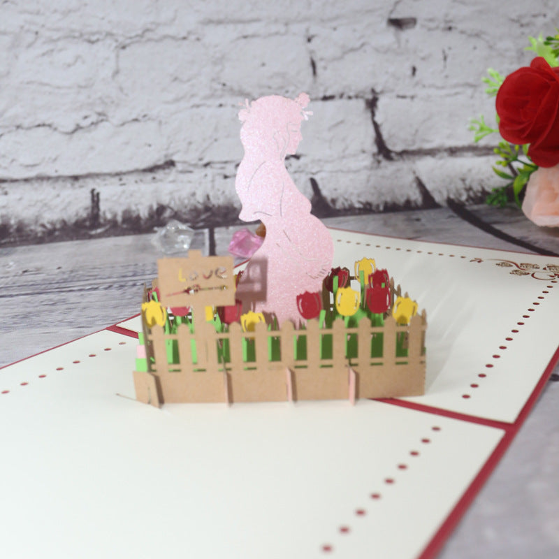 Creative 3D Three-dimensional Greeting Card Pregnant Mother Mother's Day Greeting Card
