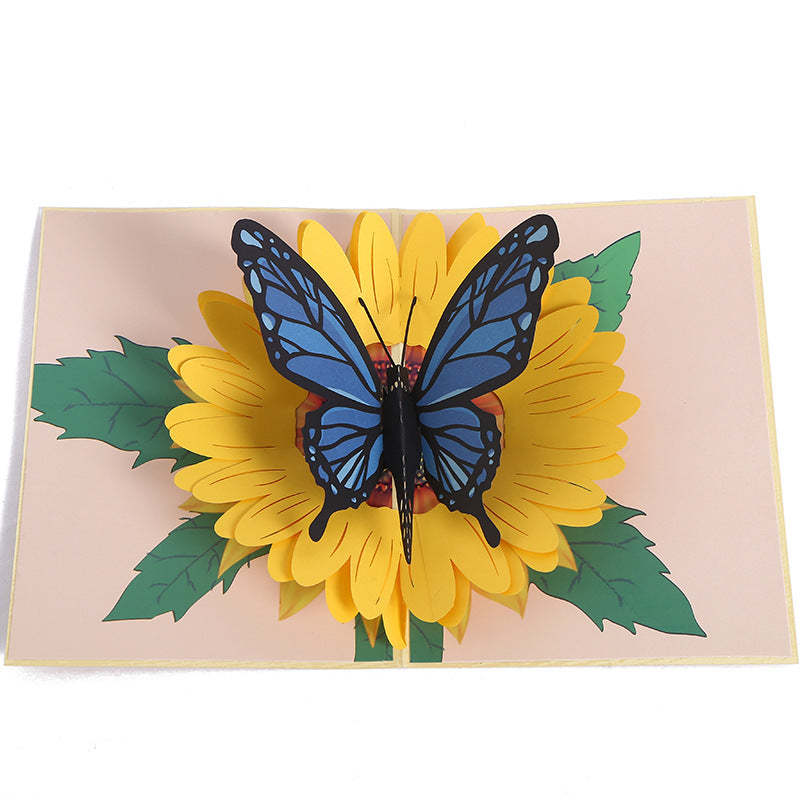 Mother's Day 3D Paper Carved Sunflower Greeting Card - soufeelau