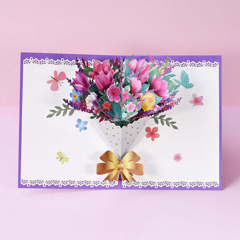 Mother's Day Greeting Card Creative Three-dimensional Magnolia Bouquet Gifts - soufeelau