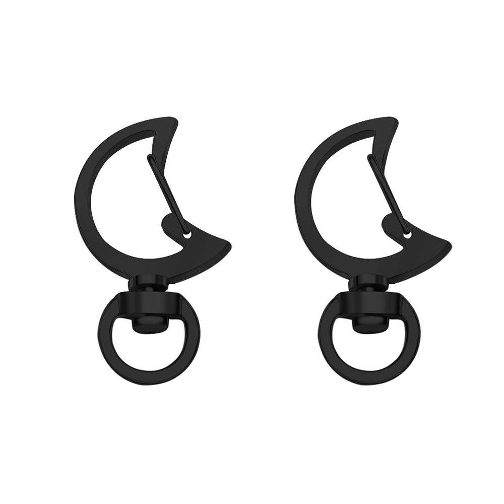 Moon-Shaped Swivel Snap Hook Keychain Metal Spring Snap Key Ring Black Two - soufeelau