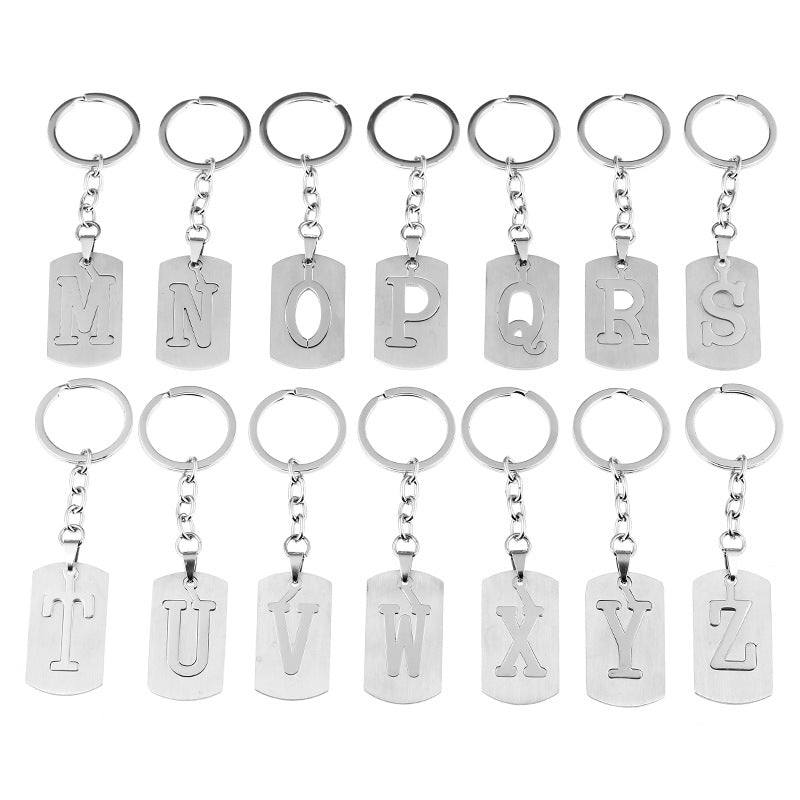 Silver Alphabet Keychain Simple Initial Letter Keychain Birthday Gift - soufeelau