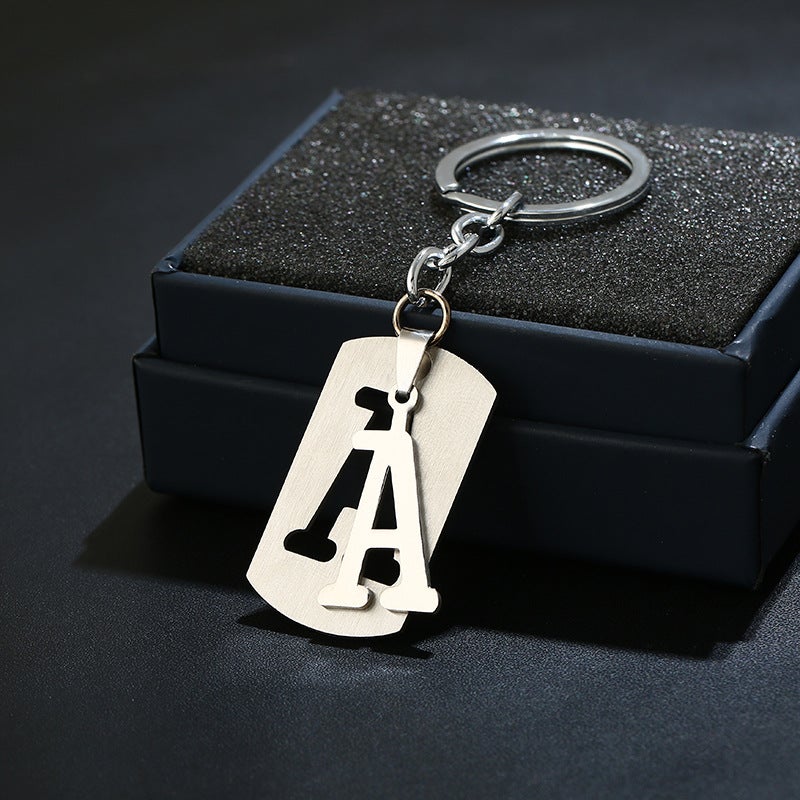 Silver Alphabet Keychain Simple Initial Letter Keychain Birthday Gift - soufeelau