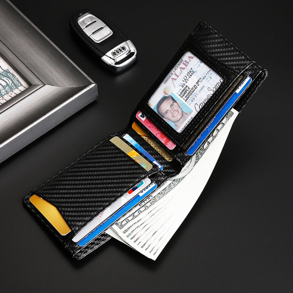 Bifold Men's Leather Wallet Card Holder with Money Clip for AirTag - soufeelau