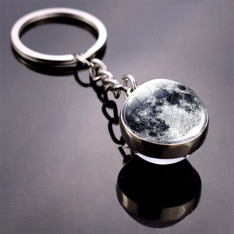 Solar System Planet Keychain Glow in the Dark Glass Ball Keyring - soufeelau
