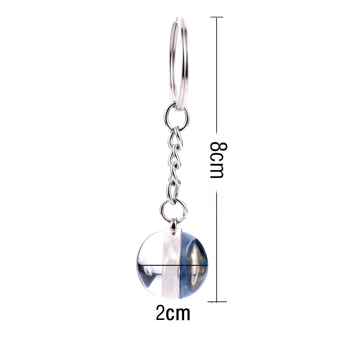 Solar System Planet Keychain Glow in the Dark Glass Ball Keyring - soufeelau