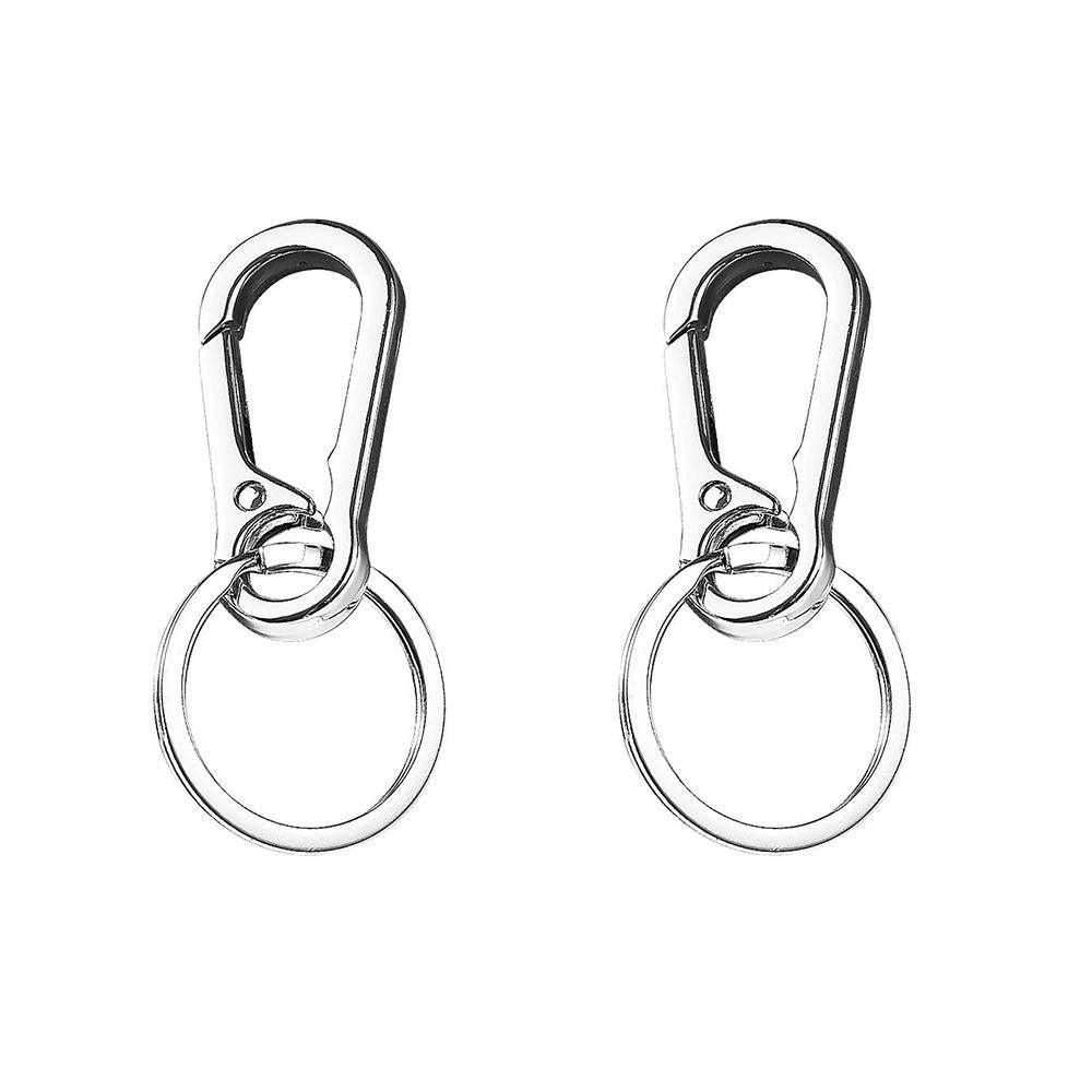 Carabiner Clip Keyring Stainless Steel Keychain with Snap Hook Quick Release Key Ring Two - soufeelau