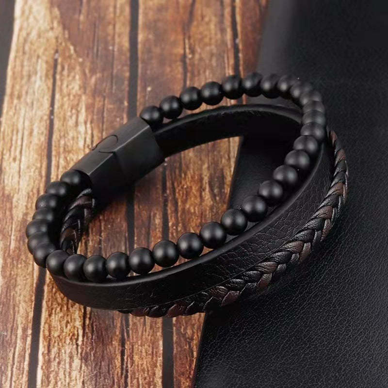 Simple Bracelet Braided Leather Bracelet Men's Gifts - soufeelau