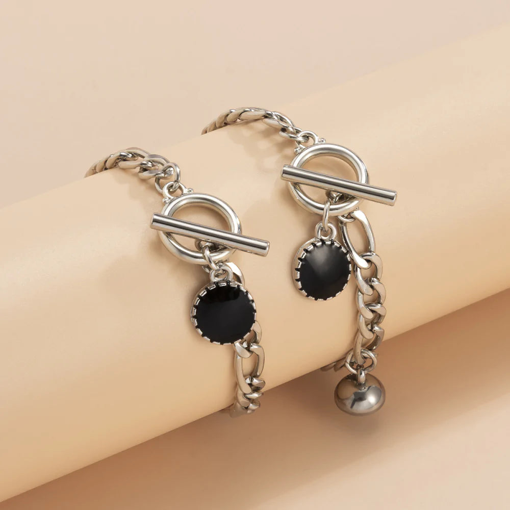 Magnetic Couple Bracelet Set Punk Design Valentine's Day Gift for Couples - soufeelau