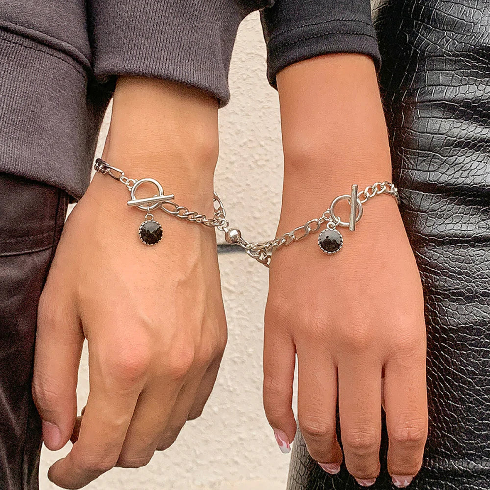 Magnetic Couple Bracelet Set Punk Design Valentine's Day Gift for Couples - soufeelau