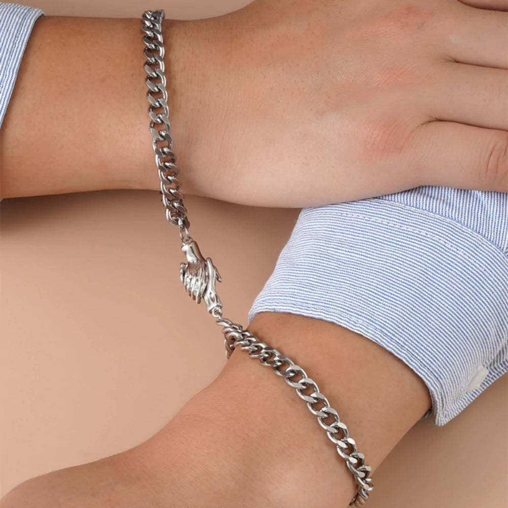 Magnetic Couple Bracelet Set Creative Handshake Pendant Valentine's Day Gift for Couples - soufeelau