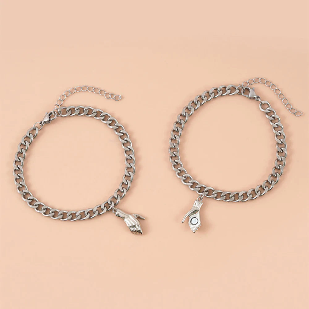 Magnetic Couple Bracelet Set Creative Handshake Pendant Valentine's Day Gift for Couples - soufeelau