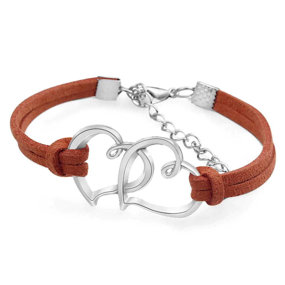 Double Heart Rope Bracelet Gift for Women and Girls - soufeelau