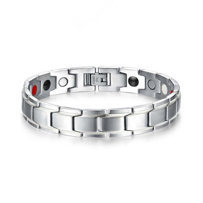 Magnetic Therapy Bracelet Negative Ion Simple Titanium Steel Fashion Gift for Men - soufeelau