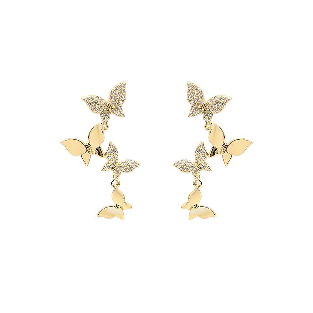 Butterfly Linear Drop Earrings Social Butterfly Long Earrings Bridesmaid Gift - soufeelau