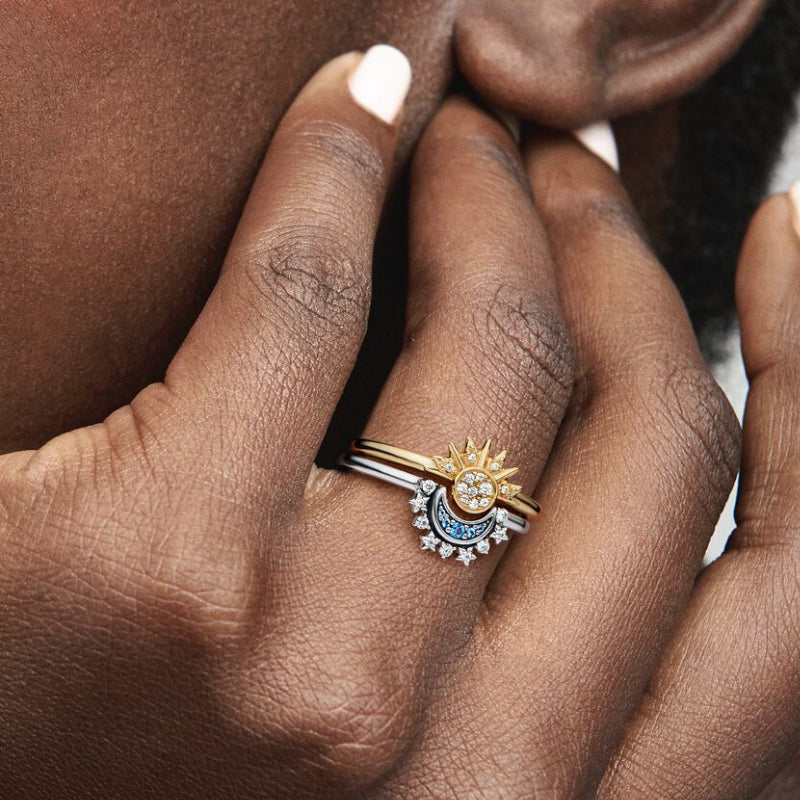 Sun Moon Ring Matching Rings Couple Rings Jewelry Gift for Her or Him - soufeelau