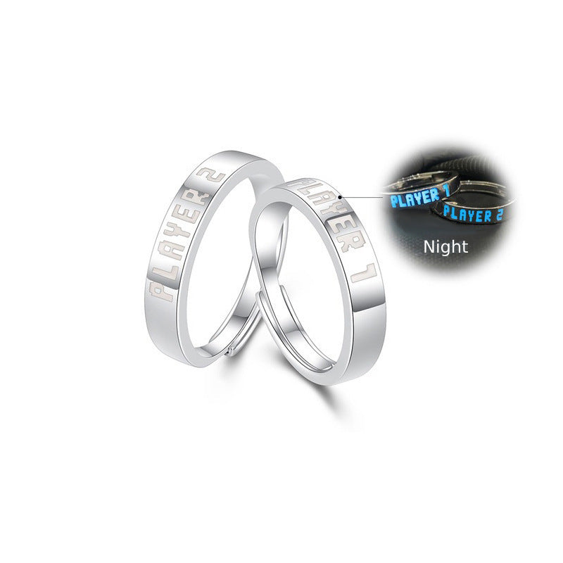 Matching Promise Rings Couple Adjustable Ring Shine Ring Jewelry Gift for Lovers - soufeelau
