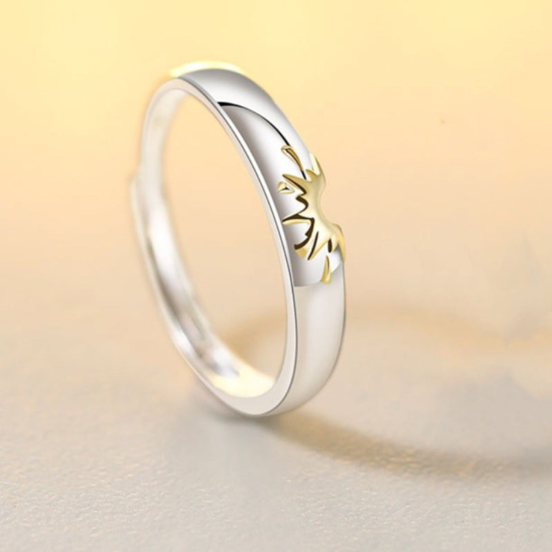 Sunflower Matching Promise Rings Couple Adjustable Ring Jewelry Gift for Lovers - soufeelau