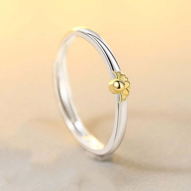 Sunflower Matching Promise Rings Couple Adjustable Ring Jewelry Gift for Lovers - soufeelau