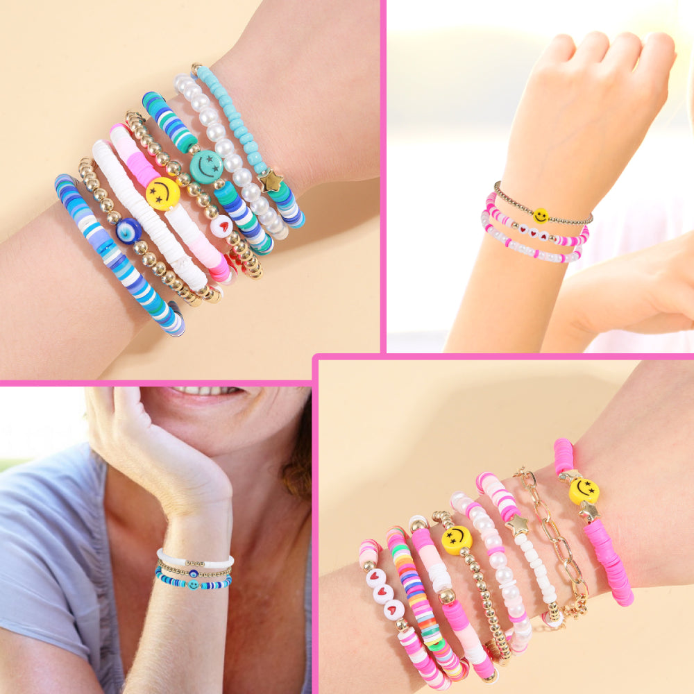 Preppy Bracelets Set Soft Clay Bohemian Layering Bracelets Jewelry for Her - soufeelau