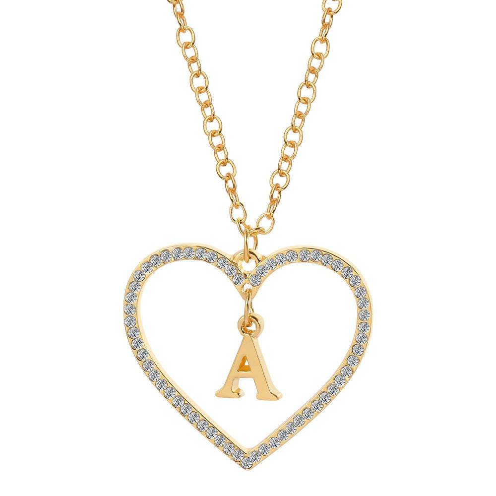 Unique Love Heart Zircon Letter Necklace Fashion Clavicle Chain Love Pendant - soufeelau