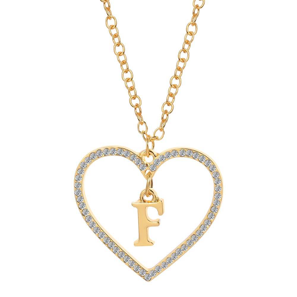 Unique Love Heart Zircon Letter Necklace Fashion Clavicle Chain Love Pendant - soufeelau