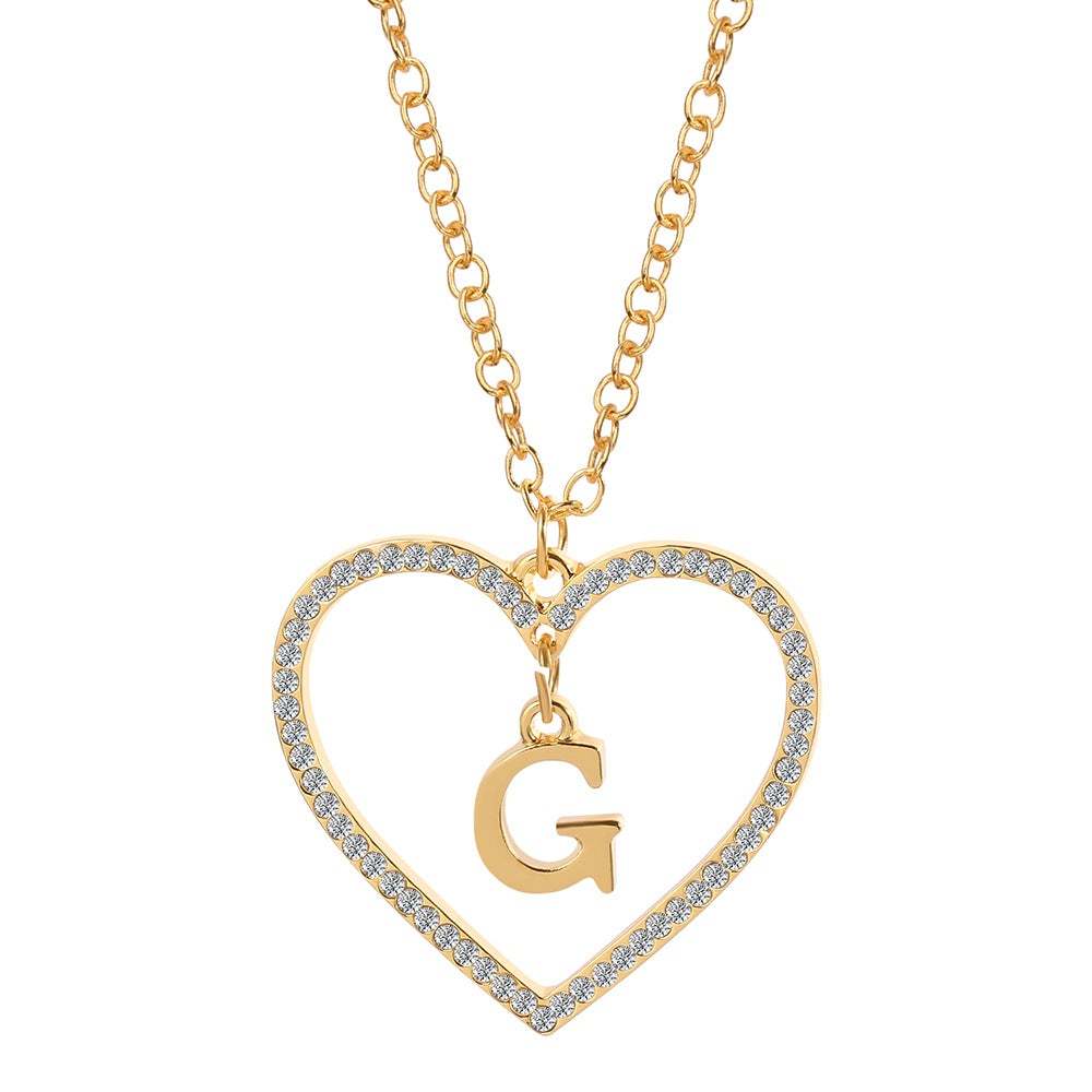 Unique Love Heart Zircon Letter Necklace Fashion Clavicle Chain Love Pendant - soufeelau