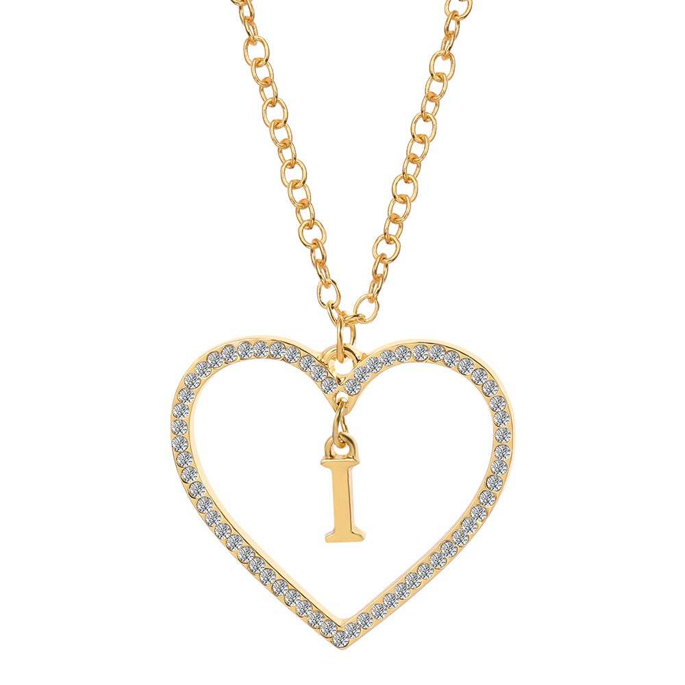 Unique Love Heart Zircon Letter Necklace Fashion Clavicle Chain Love Pendant - soufeelau