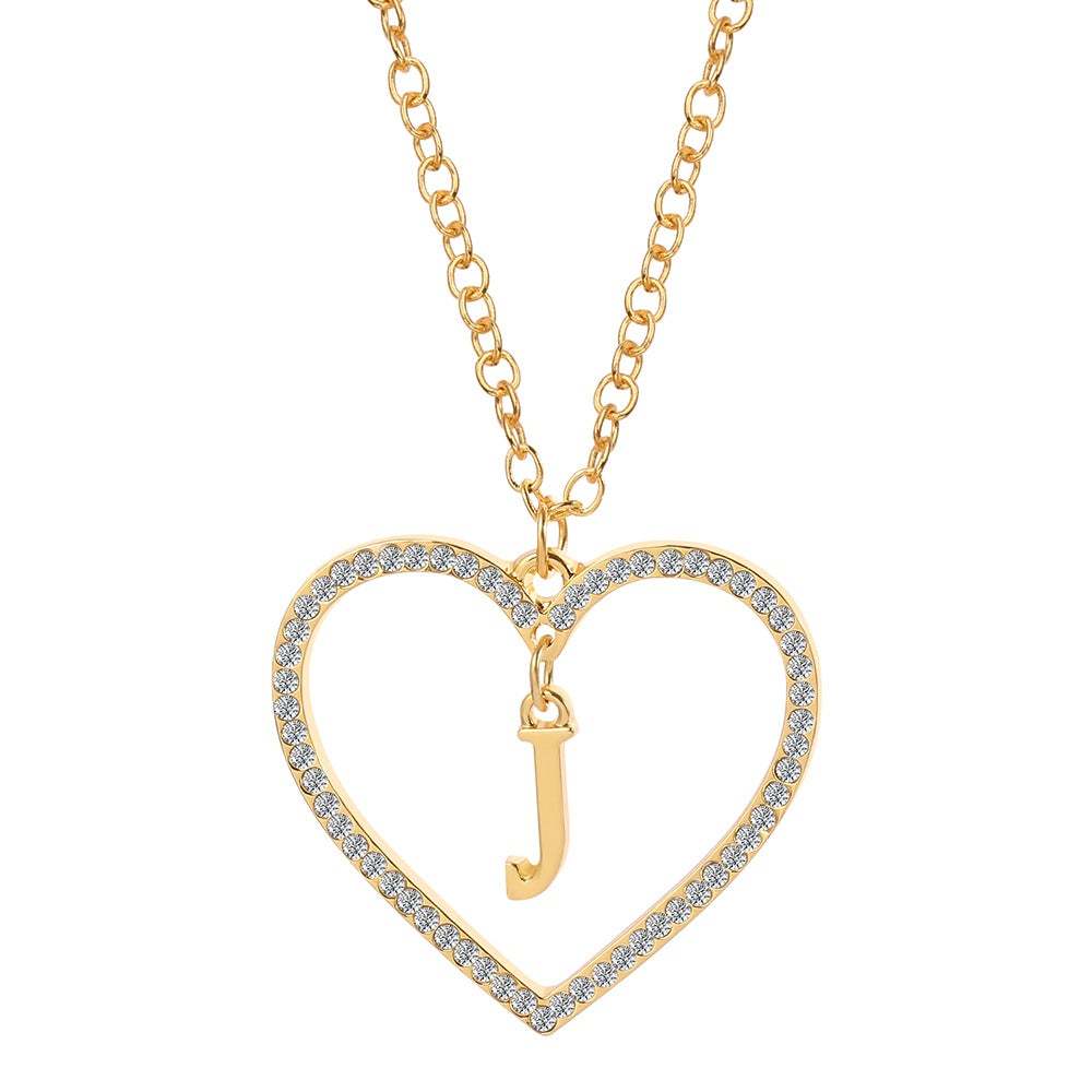 Unique Love Heart Zircon Letter Necklace Fashion Clavicle Chain Love Pendant - soufeelau