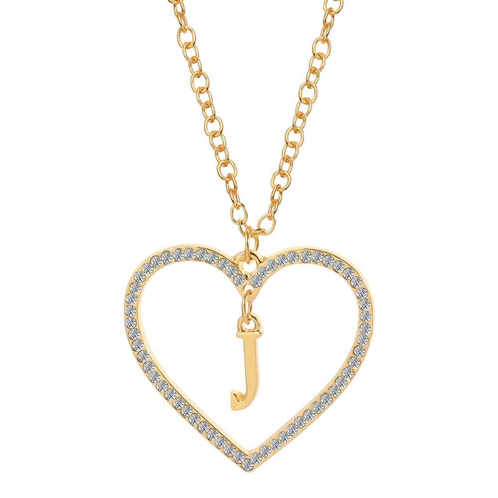 Unique Love Heart Zircon Letter Necklace Fashion Clavicle Chain Love Pendant - soufeelau