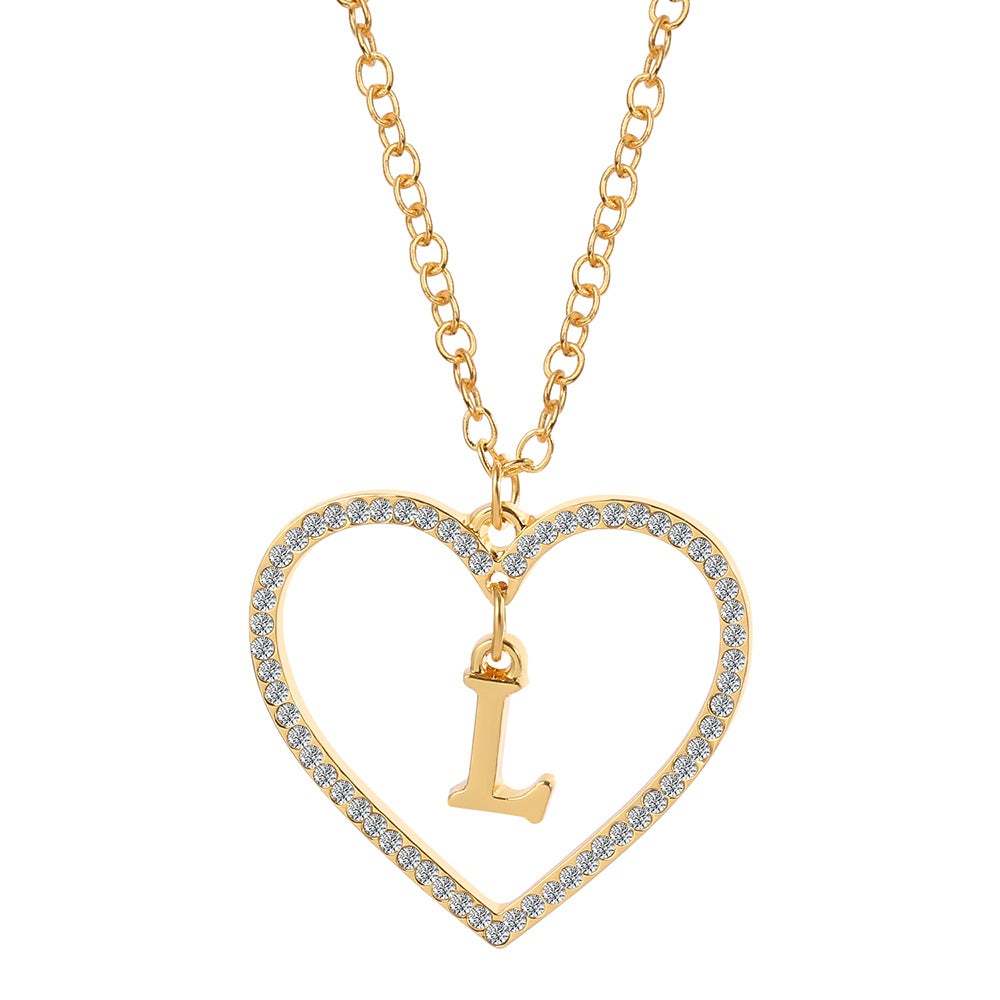 Unique Love Heart Zircon Letter Necklace Fashion Clavicle Chain Love Pendant - soufeelau