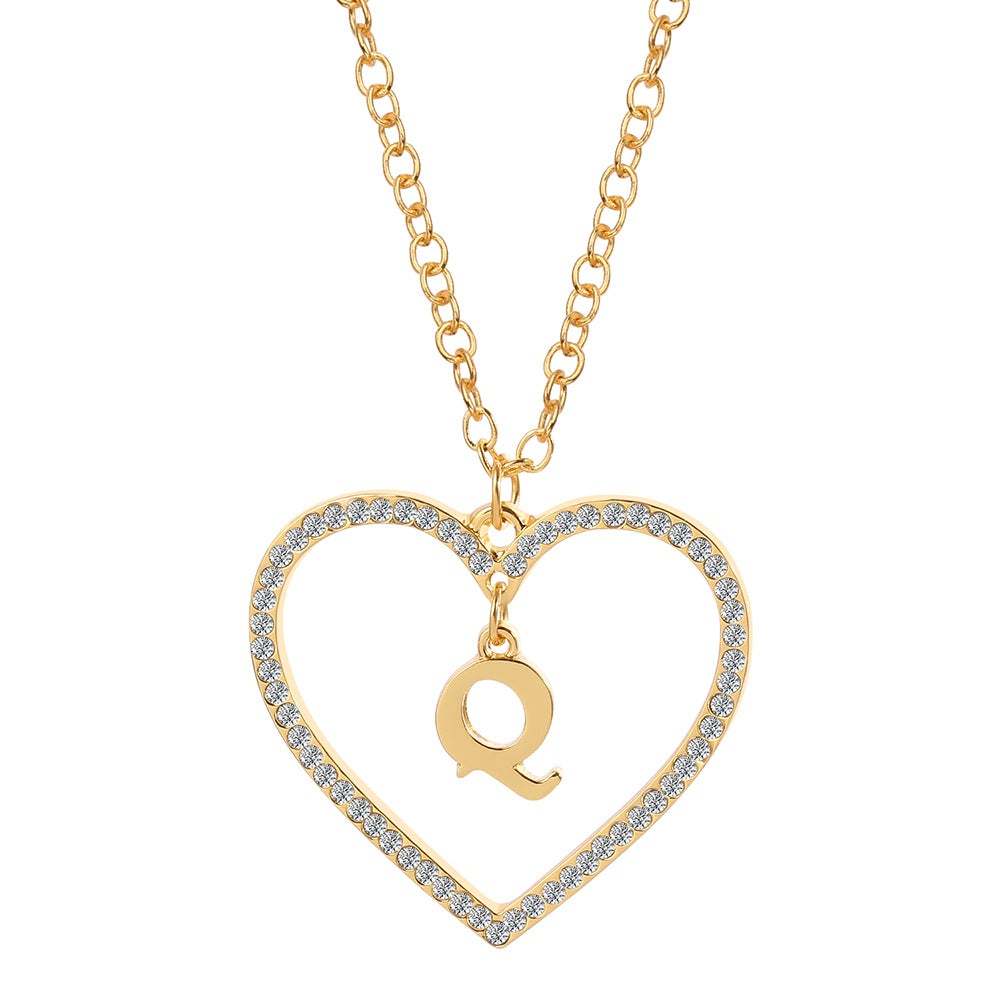 Unique Love Heart Zircon Letter Necklace Fashion Clavicle Chain Love Pendant - soufeelau