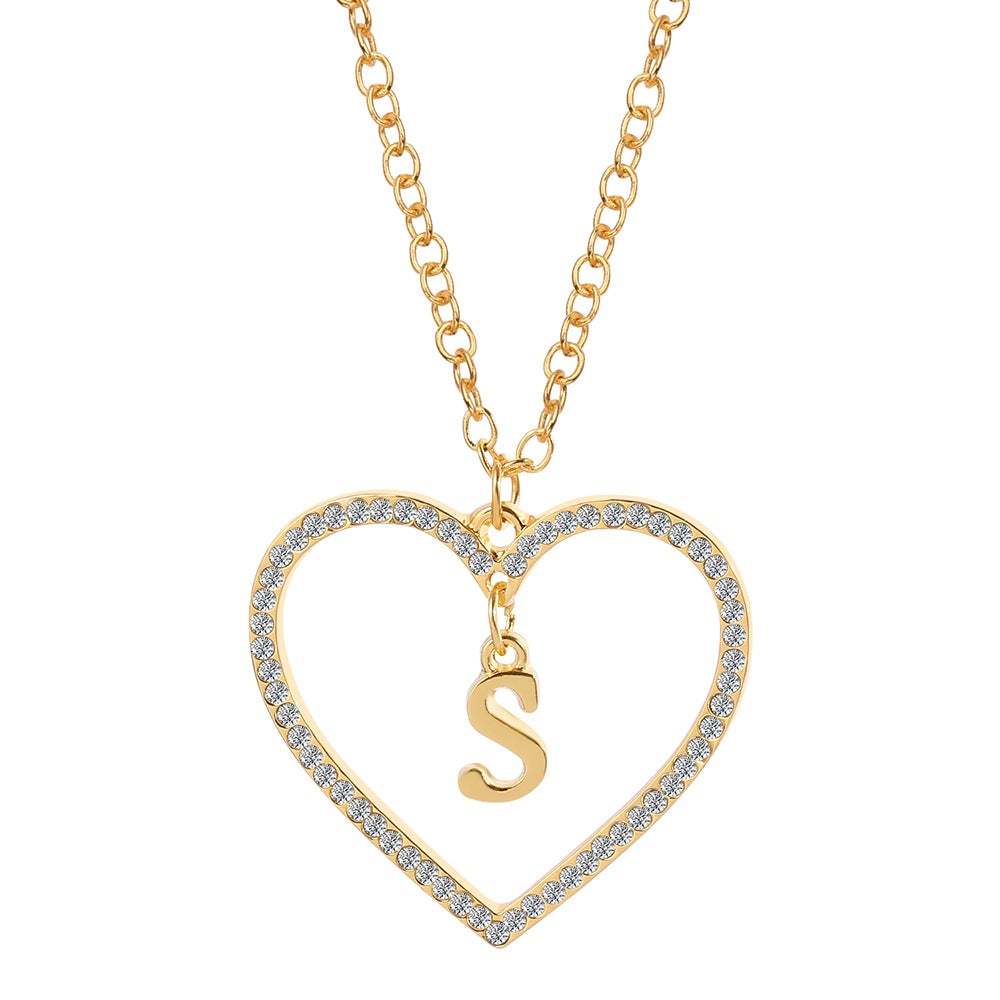 Unique Love Heart Zircon Letter Necklace Fashion Clavicle Chain Love Pendant - soufeelau