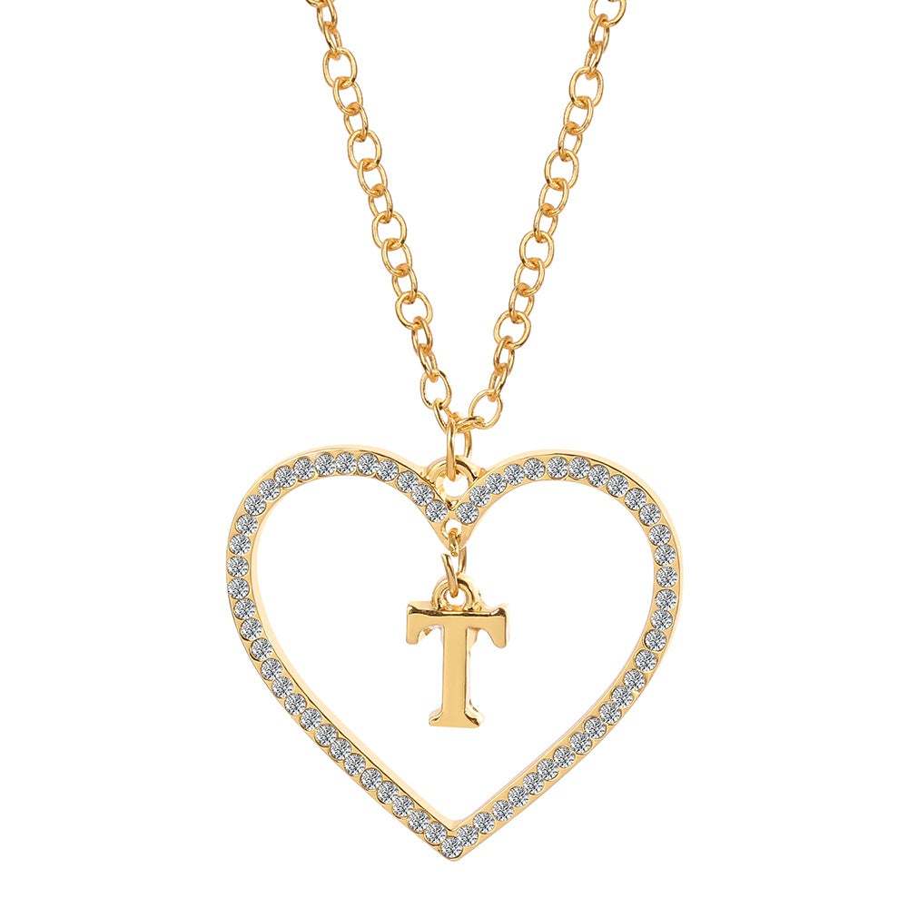 Unique Love Heart Zircon Letter Necklace Fashion Clavicle Chain Love Pendant - soufeelau