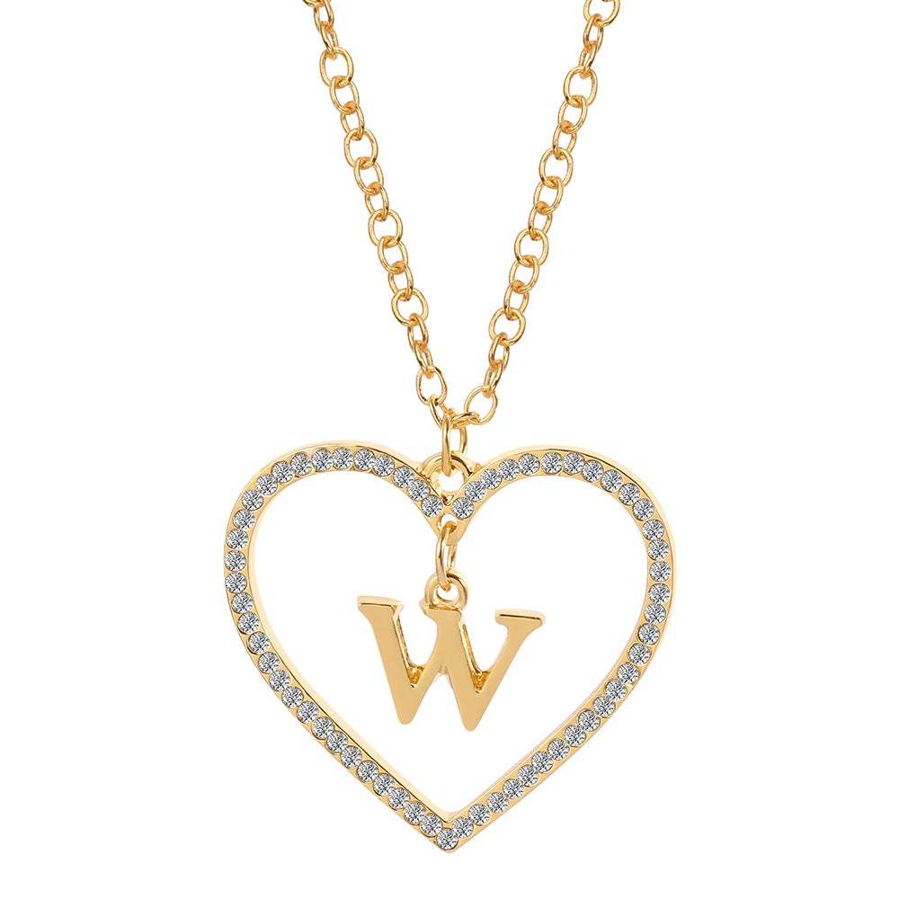 Unique Love Heart Zircon Letter Necklace Fashion Clavicle Chain Love Pendant - soufeelau