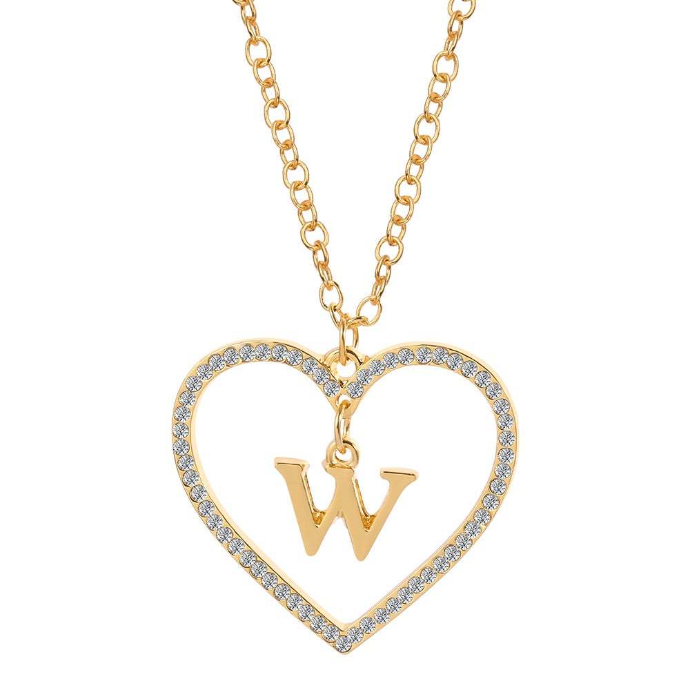 Unique Love Heart Zircon Letter Necklace Fashion Clavicle Chain Love Pendant - soufeelau