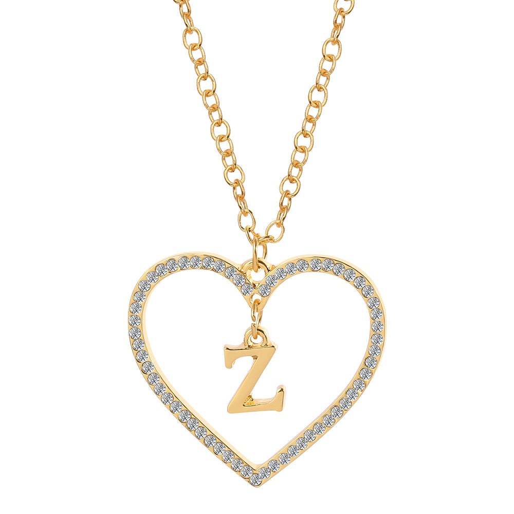 Unique Love Heart Zircon Letter Necklace Fashion Clavicle Chain Love Pendant - soufeelau