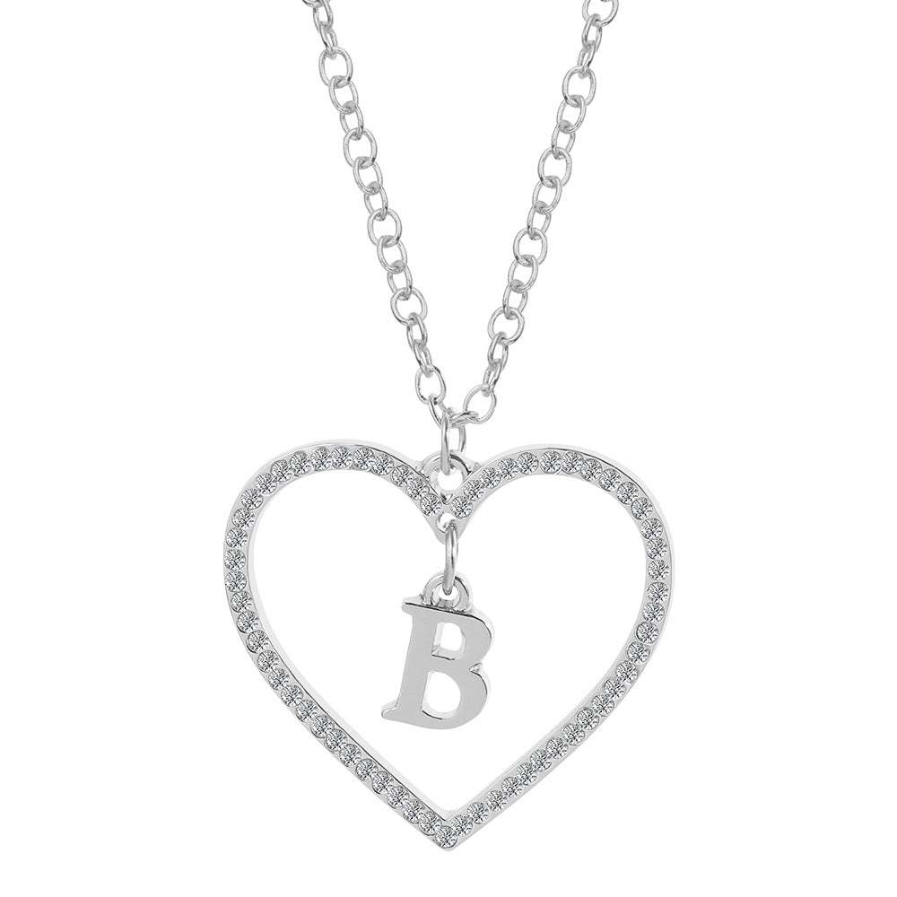 Unique Love Heart Zircon Letter Necklace Fashion Clavicle Chain Love Pendant - soufeelau