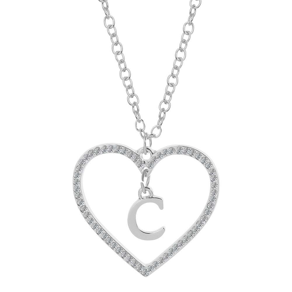 Unique Love Heart Zircon Letter Necklace Fashion Clavicle Chain Love Pendant - soufeelau