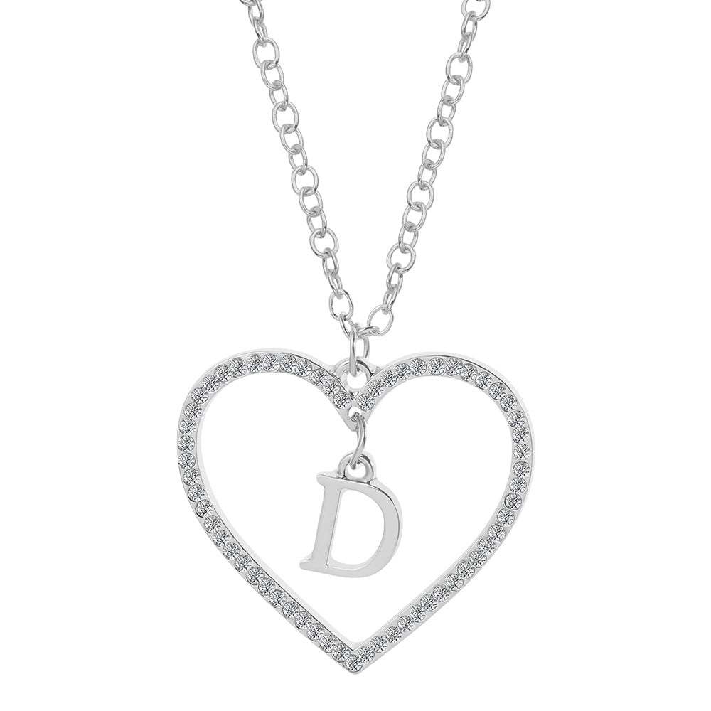 Unique Love Heart Zircon Letter Necklace Fashion Clavicle Chain Love Pendant - soufeelau