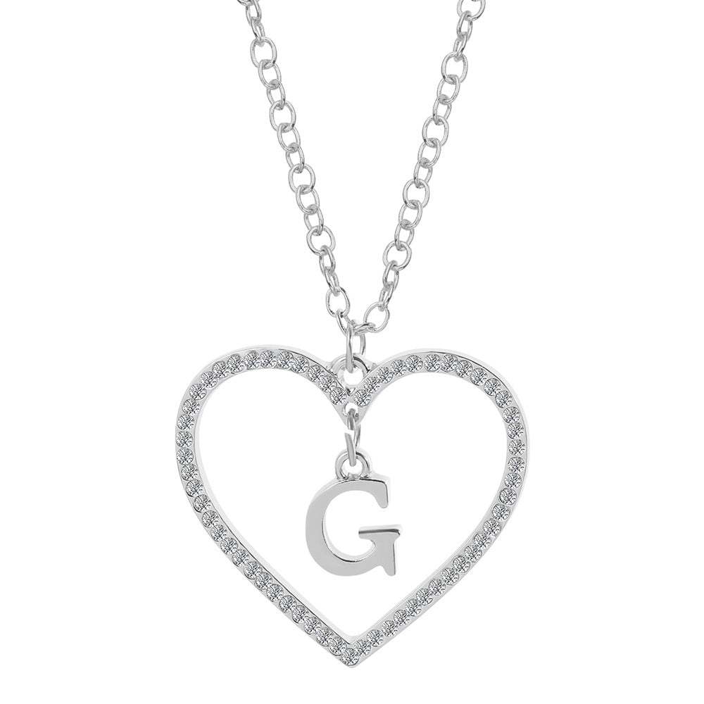 Unique Love Heart Zircon Letter Necklace Fashion Clavicle Chain Love Pendant - soufeelau